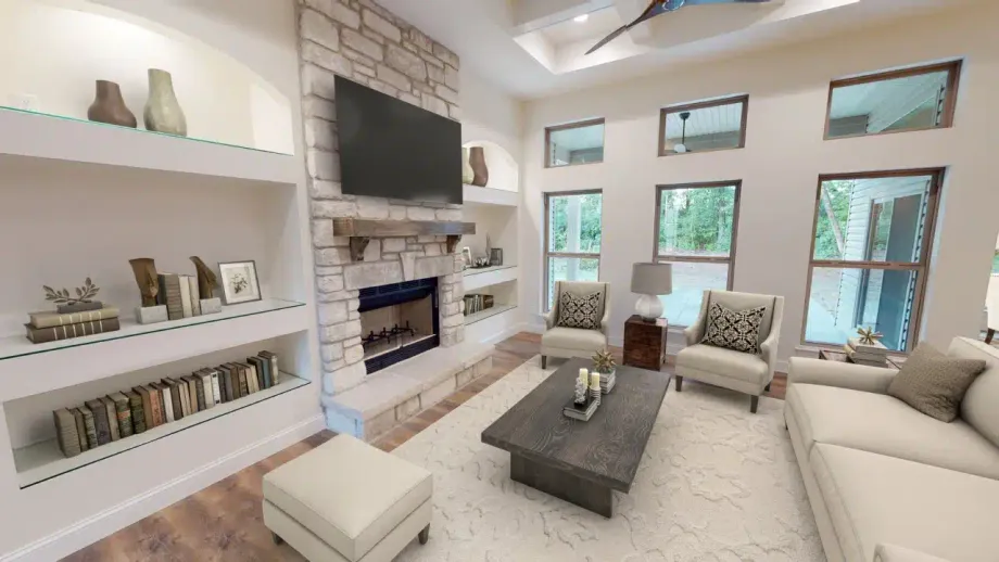 Virtually staged room with digital furnishings